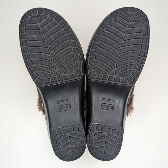 CROCS suede leather mules clogs suede fur lined women's size 11 - Picture 9 of 10